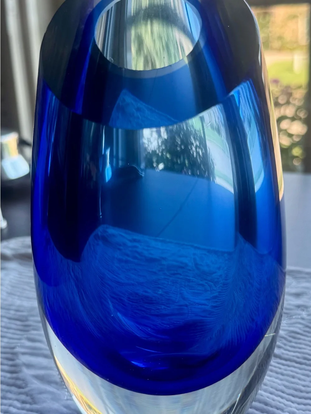 Green Glass Art Vase - Elegant Blended Green